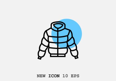 Kış ceket düz simgesi, vektör, illüstrasyon