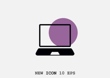 Basit dizüstü web simgesi, anahat vektör çizim