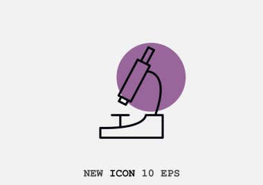 Mikroskop basit web simgesi, anahat vektör çizim