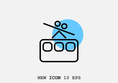 Füniküler demiryolu web simgesi, anahat vektör çizim