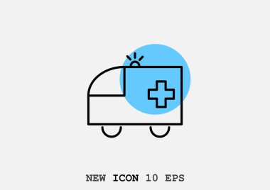 Ambulans araba web simgesi, basit vektör çizim