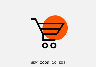 Alışveriş sepeti basit web simgesi, anahat vektör çizim