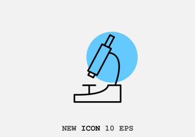 Mikroskop basit web simgesi, anahat vektör çizim