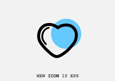 Basit kalp web simgesi, anahat vektör çizim