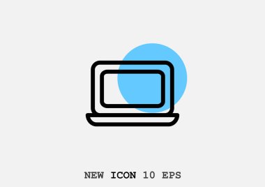 Basit dizüstü web simgesi, anahat vektör çizim