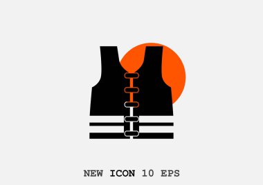 Can yeleği web simgesi, basit anahat vektör çizim