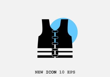 Can yeleği web simgesi, basit anahat vektör çizim