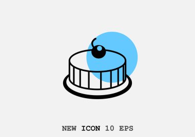 Kek kiraz web simgesi, basit vektör çizim ile