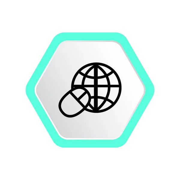 Símbolo del mundo e icono del ratón ordenador — Vector de stock
