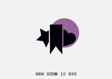 Yıldız, bayrak ve kalp ile basit web simgesi