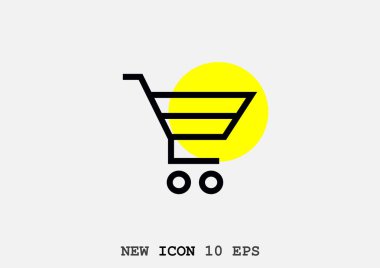 Alışveriş sepeti basit web simgesi, anahat vektör çizim