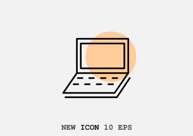 Basit dizüstü web simgesi, anahat vektör çizim