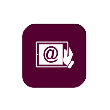 Dijital tablet basit web simgesi, anahat vektör çizim