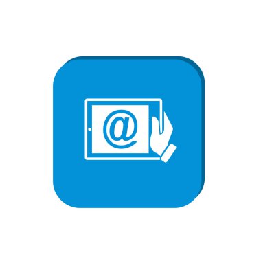 Dijital tablet basit web simgesi, anahat vektör çizim