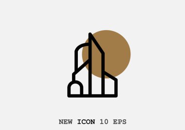 minimal grafik Web simgesi, modern mimari binalar vektör illüstrasyon 