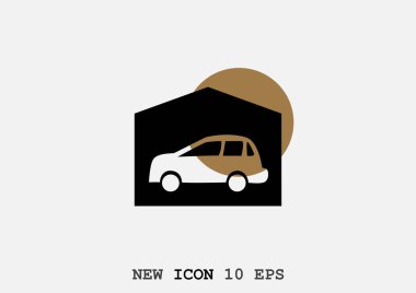 minimal grafik Web simgesi, garaj araba vektör illüstrasyon 