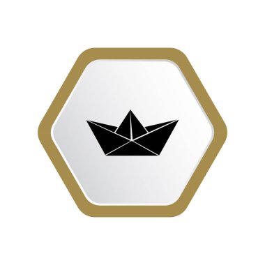 en az grafik Web simgesi, Kağıt Origami gemi vektör illüstrasyon 