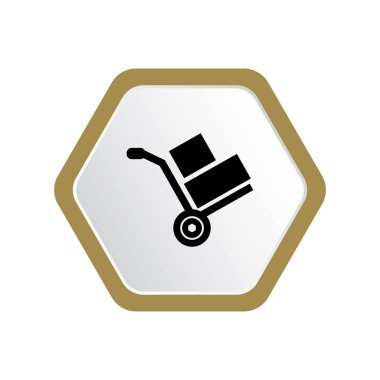 minimal grafik Web simgesi, kutu ile kargo kamyon vektör Illustration 