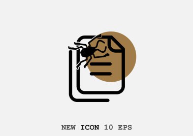 minimal grafik Web simgesi, kağıt örümcek hata vektör Illustration 