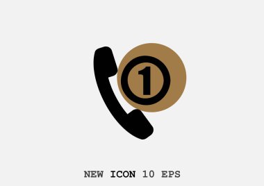 minimal grafik Web simgesi, döner arama telefon ahize ve bir numaralı vektör Illustration