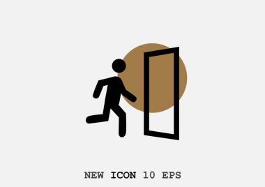 çalışan kişi kapı çerçevesine grafik vektör çizim