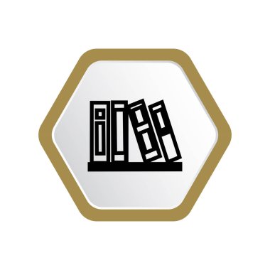 kitap raflarında, basit en az simge vektör çizim 