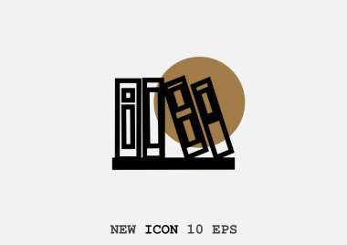 kitap raflarında, basit en az simge vektör çizim 