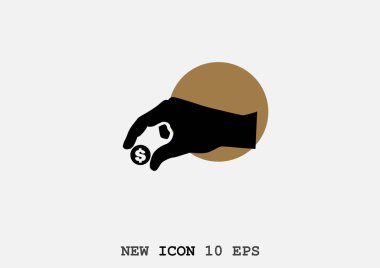 en az grafik Web simgesi, insan el para tutmak vektör illüstrasyon 