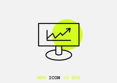 minimal grafik Web simgesi, ekran vektör Illustration, bilgisayar monitörü