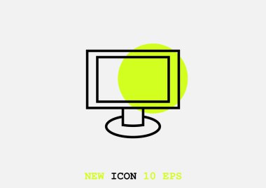 minimal grafik Web simgesi, ekran vektör Illustration, bilgisayar monitörü