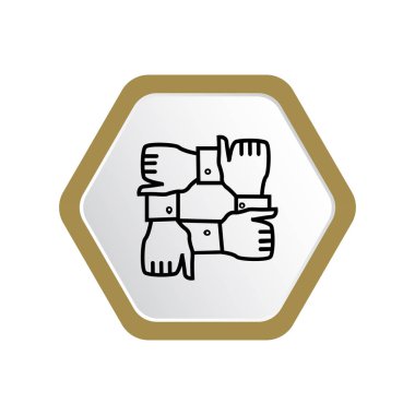 en az grafik Web simgesi, insan eller ekip çalışması vektör illüstrasyon 