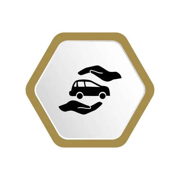 Minimalny Graficzny Ikona Www Wektor Ilustracji Samochodu Ludzkich Rękach — Wektor stockowy