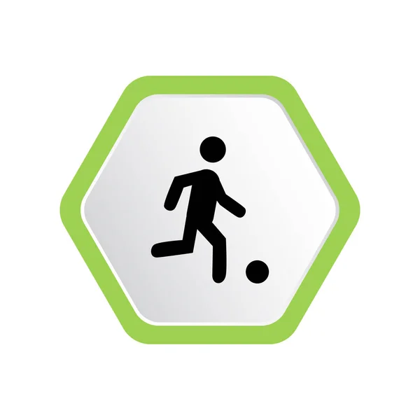 Grafische Vectorillustratie Van Lopende Persoon Pictogram Met Bal Voetbal Voetbal — Stockvector