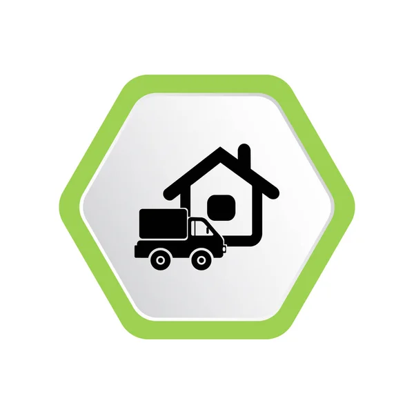 Ilustración Vectorial Transporte Camiones Coche Casa — Vector de stock