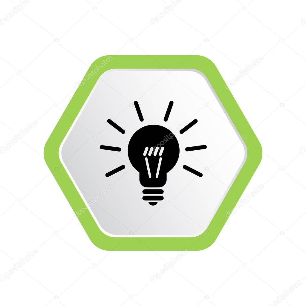 minimal graphic web icon, vector illustration of illuminated light bulb 