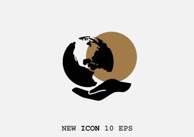 dünya gezegen insan elinde vektör çizim