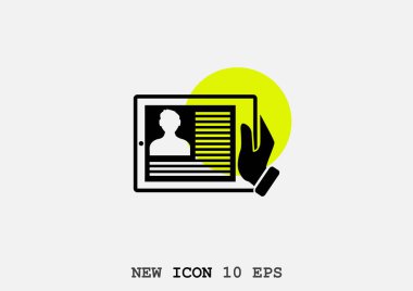 profil sayfası ile insan el tutan dijital tablet vektör Illustration 