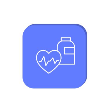 şişe Kardiyoloji hapları minimalist vektör Illustration, kalp 