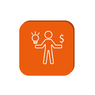 iş işareti simgeleri, finansal istatistik vektör Illustration, fikir ampul ve para ile adam 