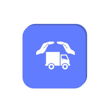 Kargo kamyon araba ve bakım elleri vektör illüstrasyon 