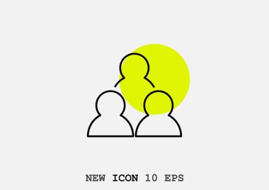 İnsanlar basit web simgesi, anahat vektör çizim grup