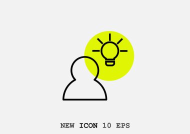 minimal grafik Web simgesi, avatar simge ve ampul fikir vektör Illustration 