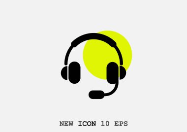 minimal grafik Web simgesi, mikrofon ile kulaklık vektör Illustration