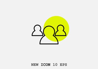 İnsanlar basit web simgesi, anahat vektör çizim grup