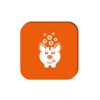 minimal grafik Web simgesi, kumbara ve sikke vektör Illustration 