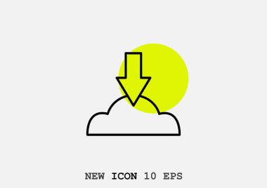 minimal grafik simgesi, ok indir ile Web bulutu vektör Illustration
