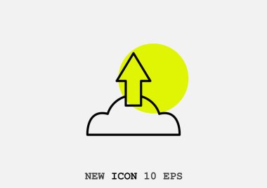 minimal grafik simgesi, ok indir ile Web bulutu vektör Illustration