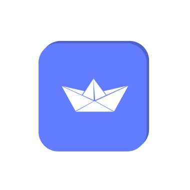 en az grafik Web simgesi, Kağıt Origami gemi vektör illüstrasyon 