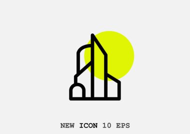 minimal grafik Web simgesi, modern mimari binalar vektör illüstrasyon 