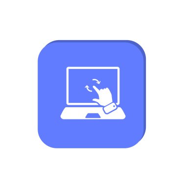 dizüstü bilgisayar grafik vektör resim, insan el dokunmatik ekran monitöre işaret parmak 